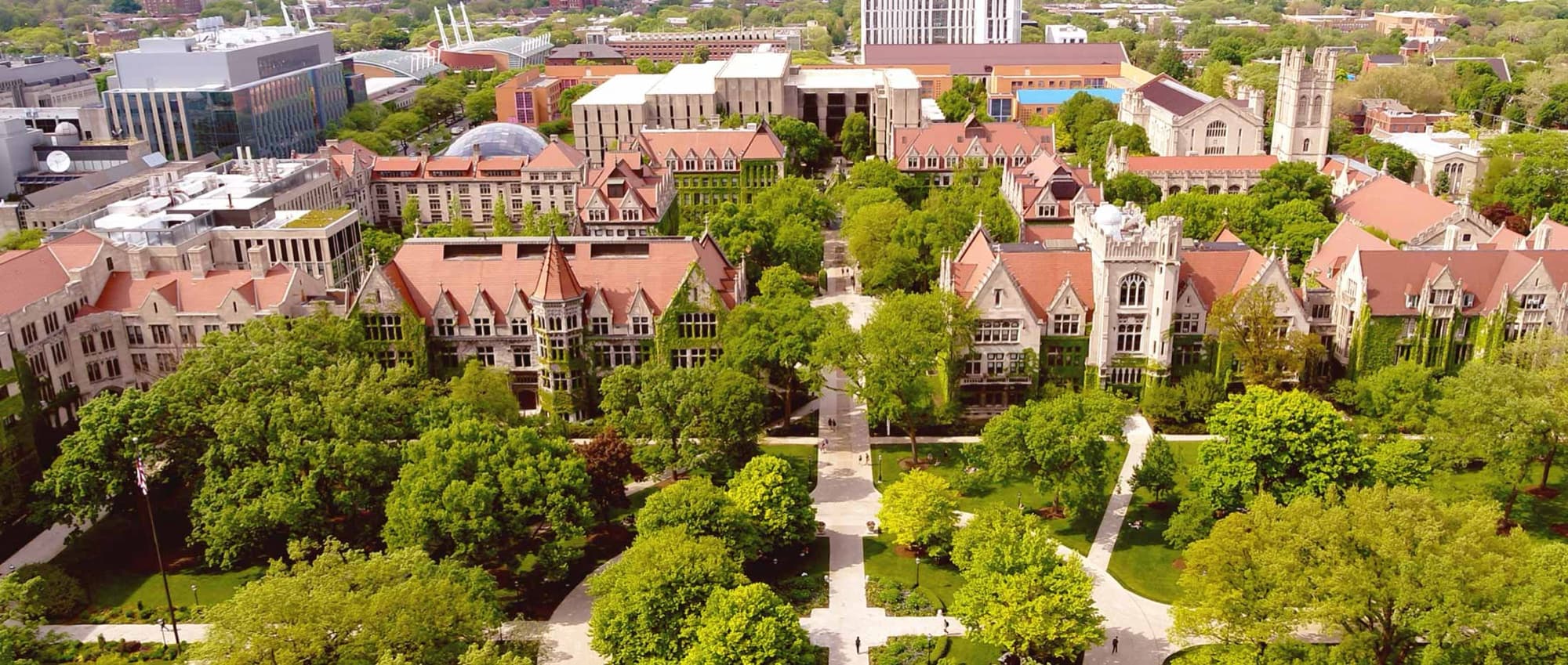 Aerial view of the University of Chicago campus
